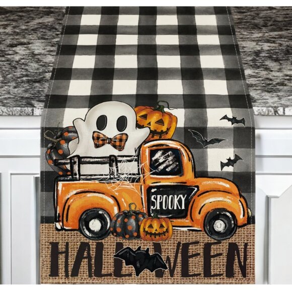 Halloween Table Runner Pumpkin Farmhouse Decor Fall Holiday Cloth Decoration 72" - Picture 2 of 5
